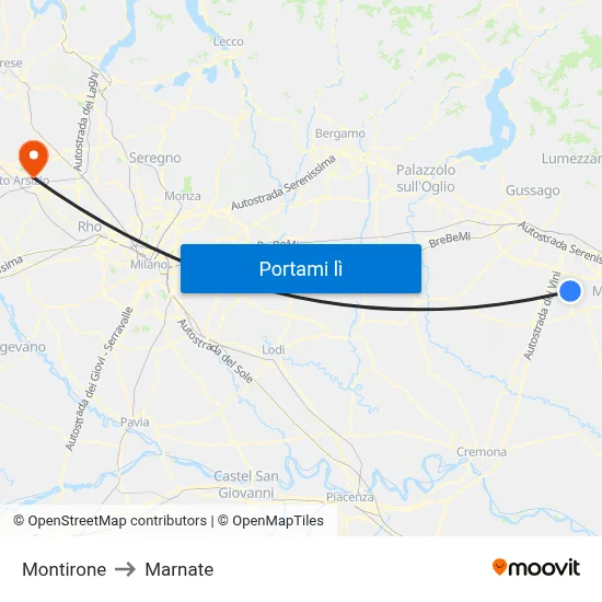 Montirone to Marnate map