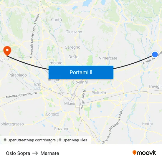 Osio Sopra to Marnate map