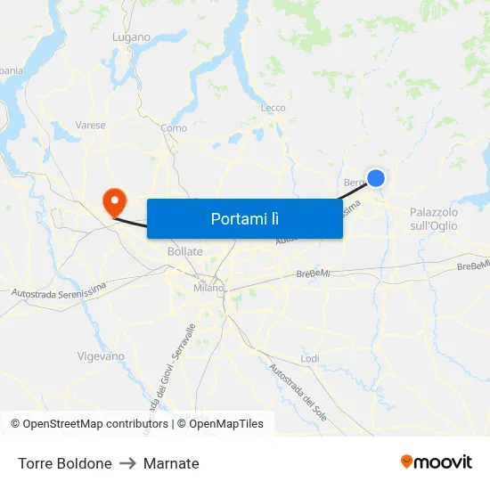 Torre Boldone to Marnate map