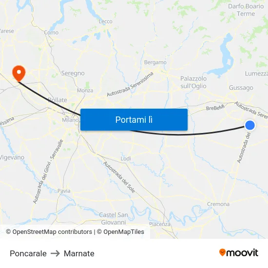 Poncarale to Marnate map