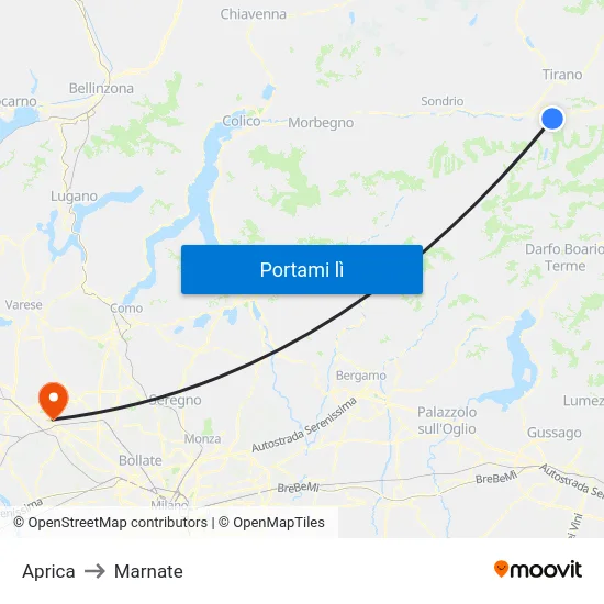 Aprica to Marnate map