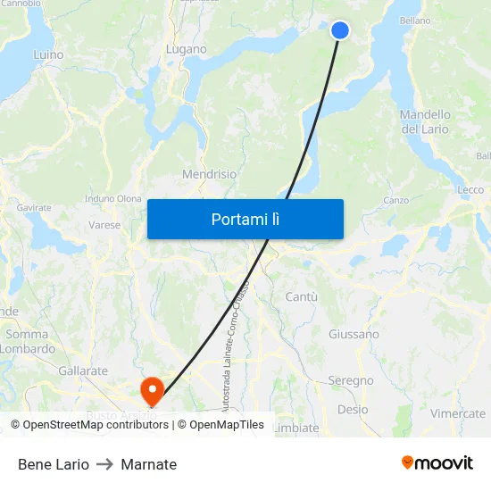 Bene Lario to Marnate map