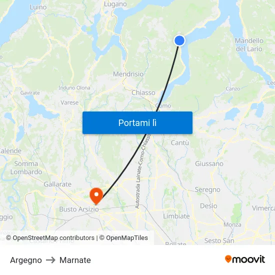 Argegno to Marnate map