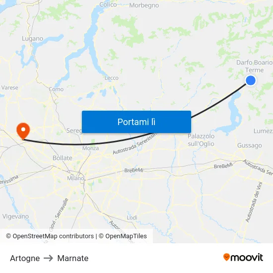 Artogne to Marnate map