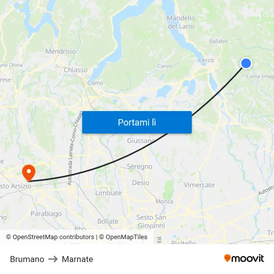 Brumano to Marnate map