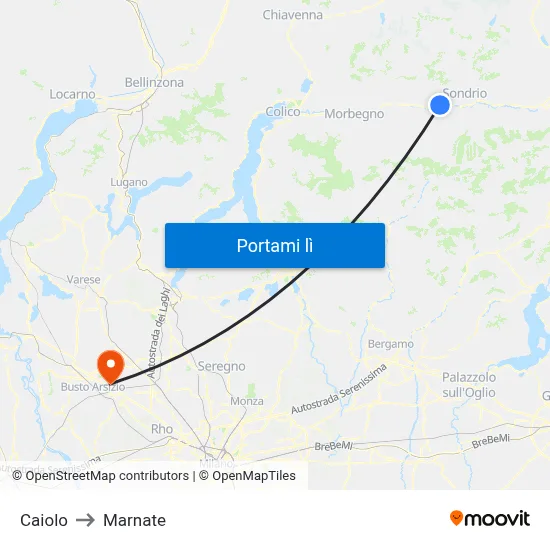 Caiolo to Marnate map