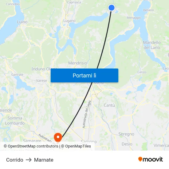 Corrido to Marnate map