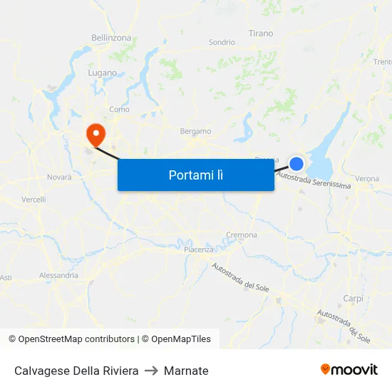 Calvagese Della Riviera to Marnate map