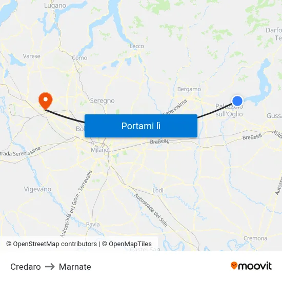 Credaro to Marnate map