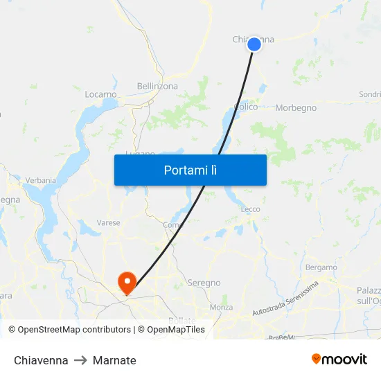 Chiavenna to Marnate map