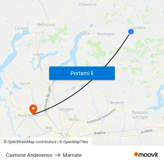 Castione Andevenno to Marnate map