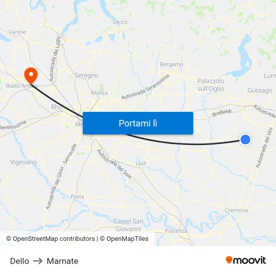 Dello to Marnate map