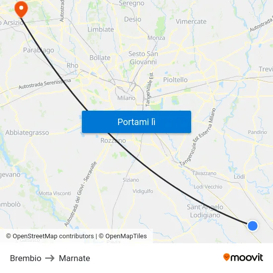 Brembio to Marnate map