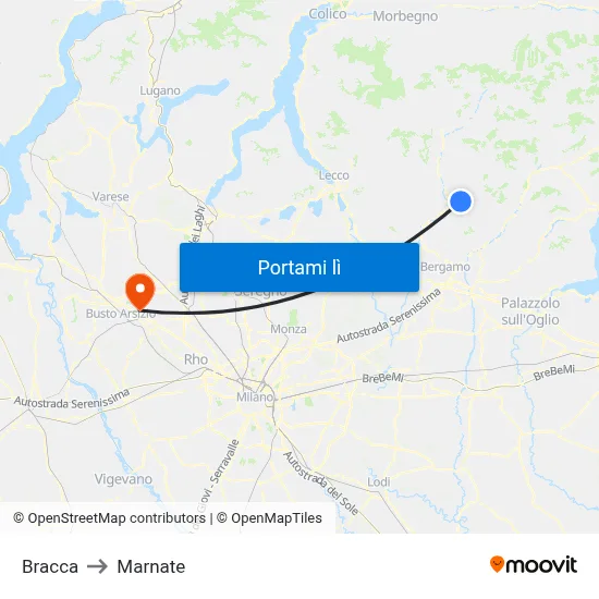 Bracca to Marnate map