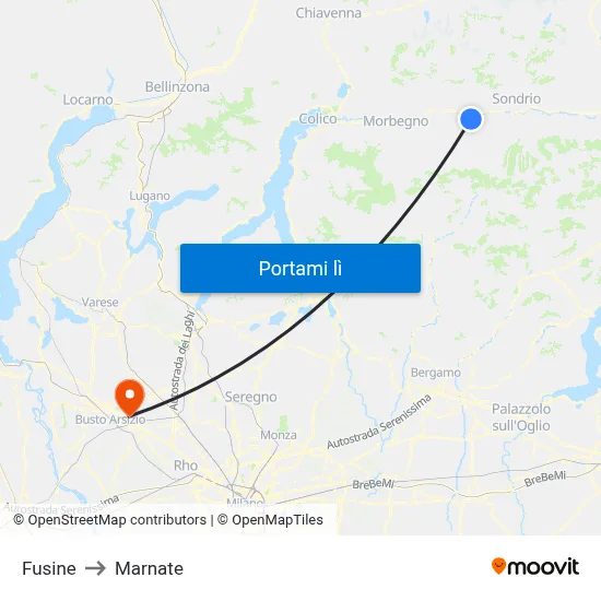 Fusine to Marnate map