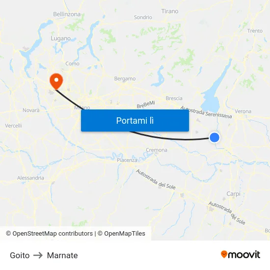 Goito to Marnate map