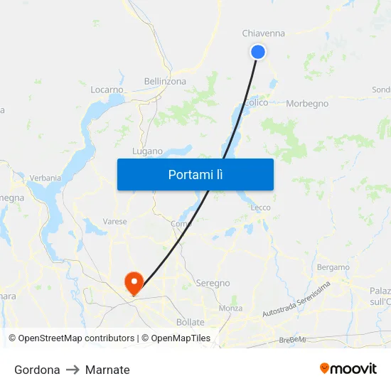Gordona to Marnate map