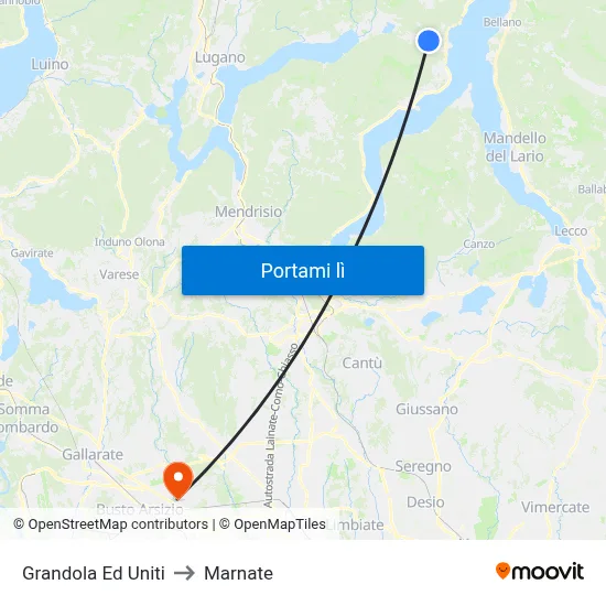 Grandola Ed Uniti to Marnate map