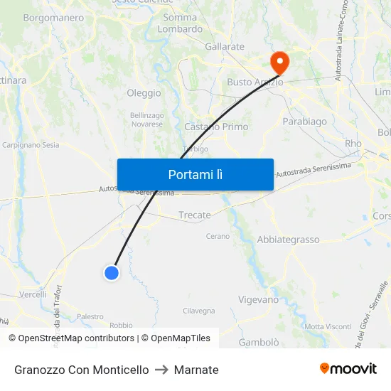 Granozzo Con Monticello to Marnate map