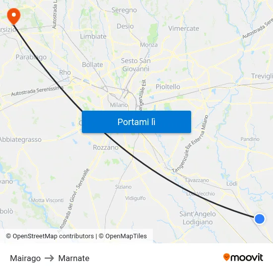 Mairago to Marnate map