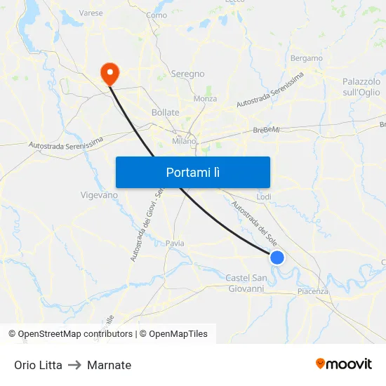 Orio Litta to Marnate map