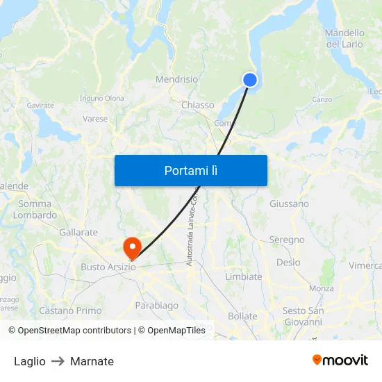 Laglio to Marnate map