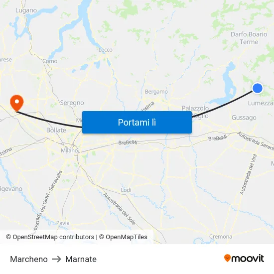 Marcheno to Marnate map