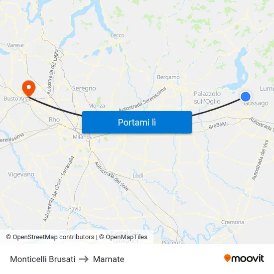 Monticelli Brusati to Marnate map