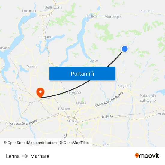 Lenna to Marnate map