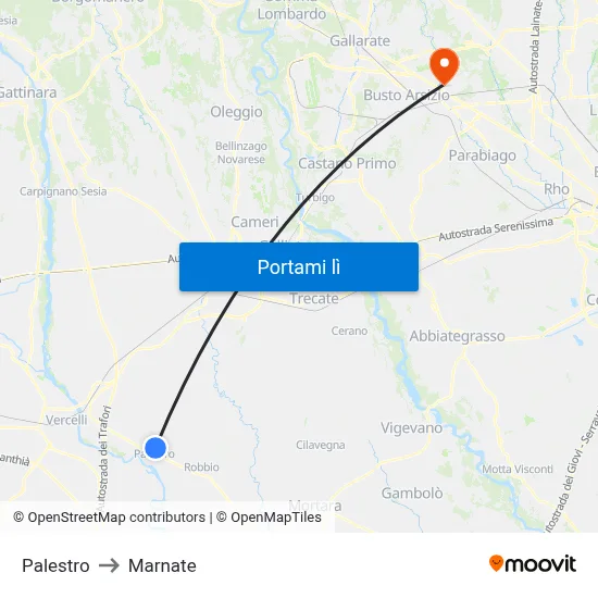 Palestro to Marnate map