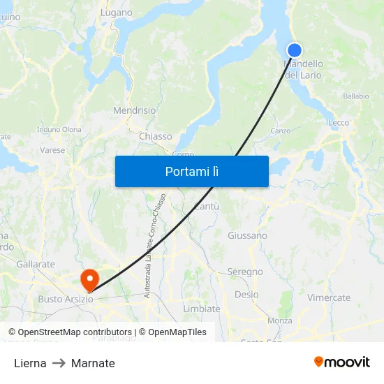 Lierna to Marnate map