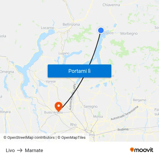 Livo to Marnate map