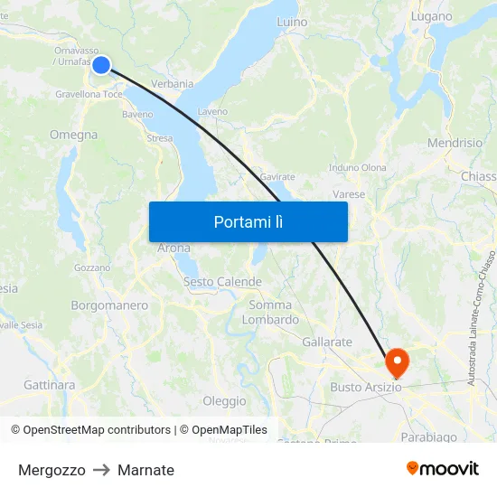 Mergozzo to Marnate map