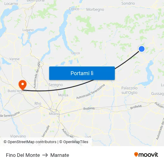 Fino Del Monte to Marnate map
