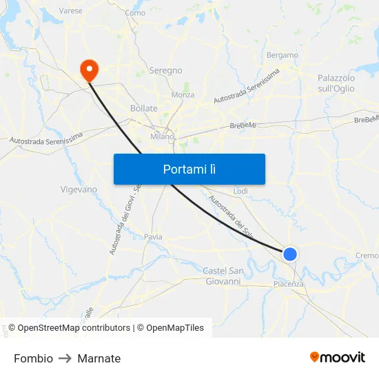 Fombio to Marnate map