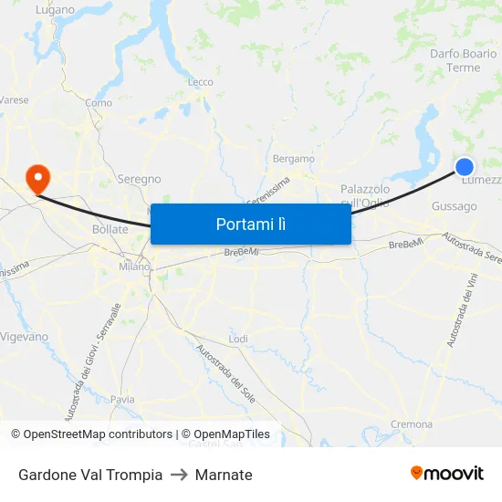 Gardone Val Trompia to Marnate map