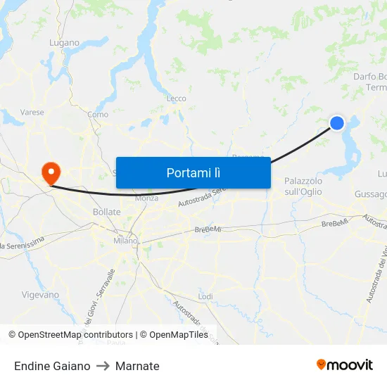 Endine Gaiano to Marnate map