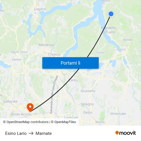 Esino Lario to Marnate map