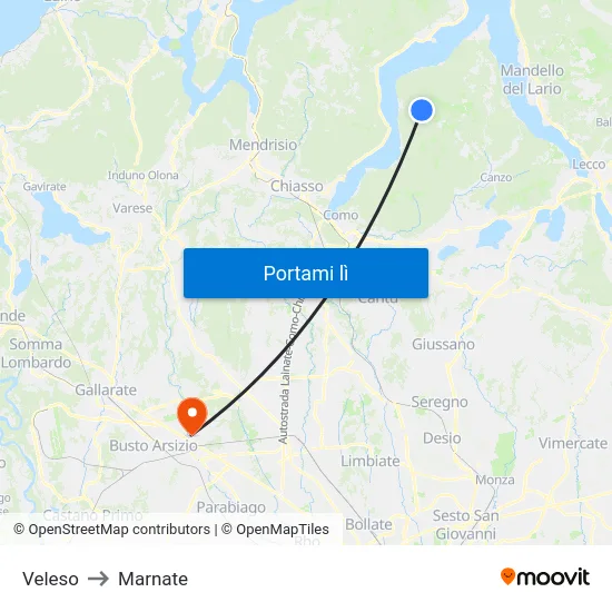 Veleso to Marnate map