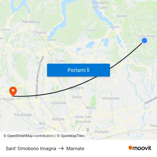 Sant' Omobono Imagna to Marnate map