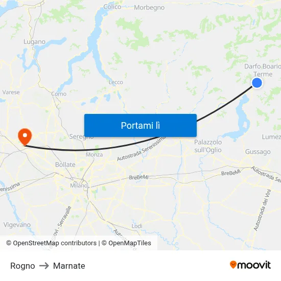 Rogno to Marnate map
