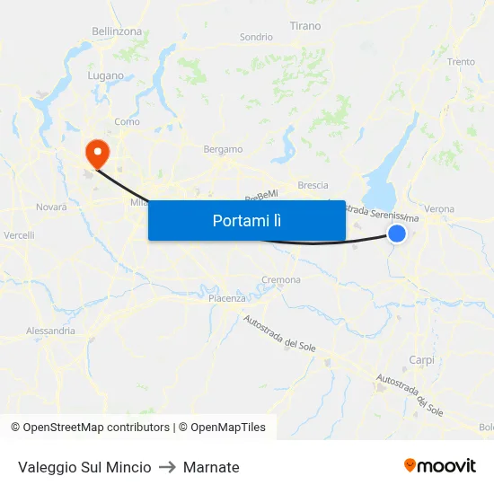 Valeggio Sul Mincio to Marnate map