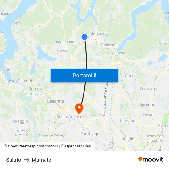Saltrio to Marnate map