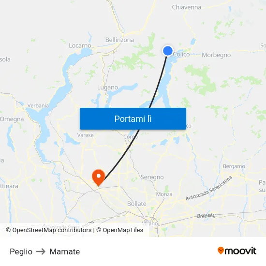 Peglio to Marnate map