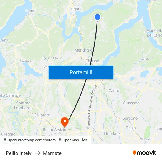 Pellio Intelvi to Marnate map