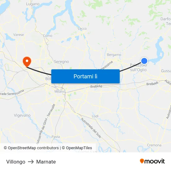 Villongo to Marnate map