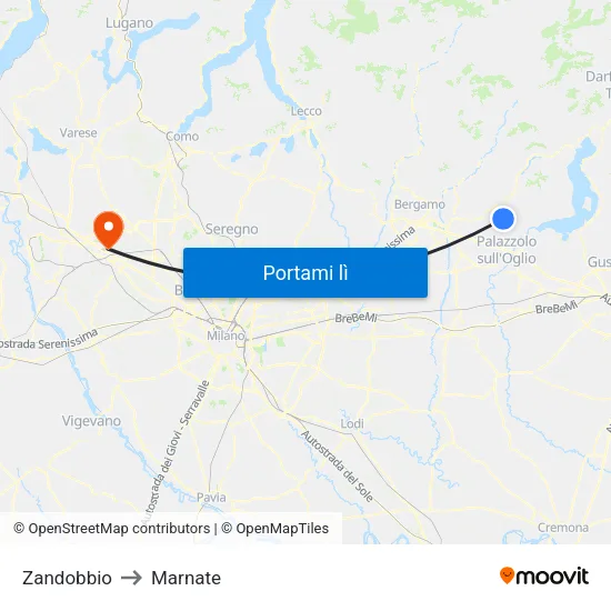 Zandobbio to Marnate map