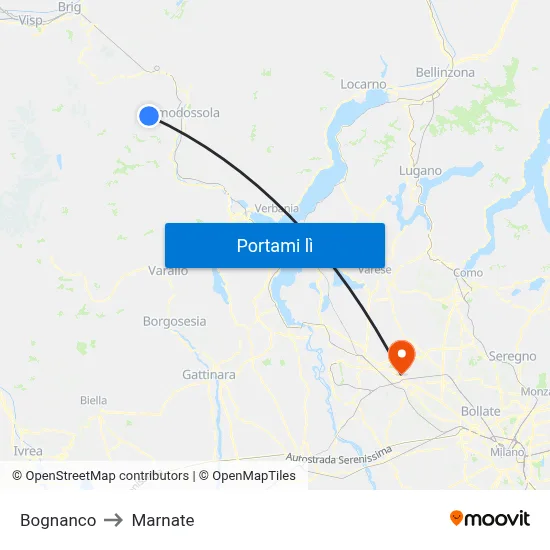 Bognanco to Marnate map