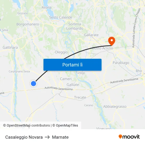 Casaleggio Novara to Marnate map