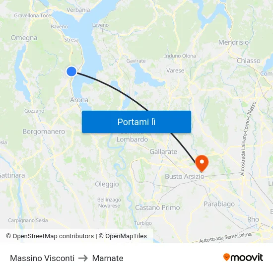 Massino Visconti to Marnate map